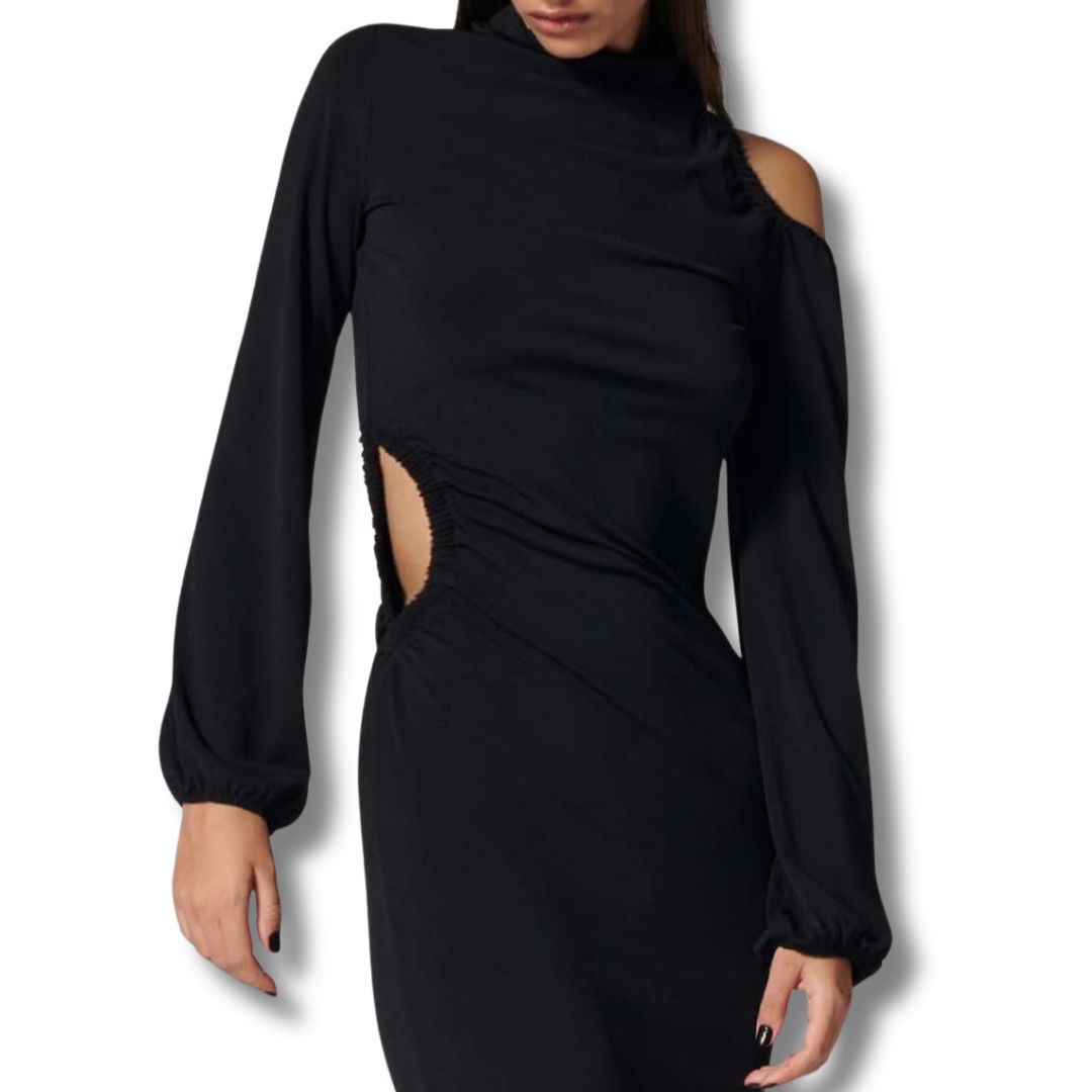 Abito lungo nero con cut out SoAllure