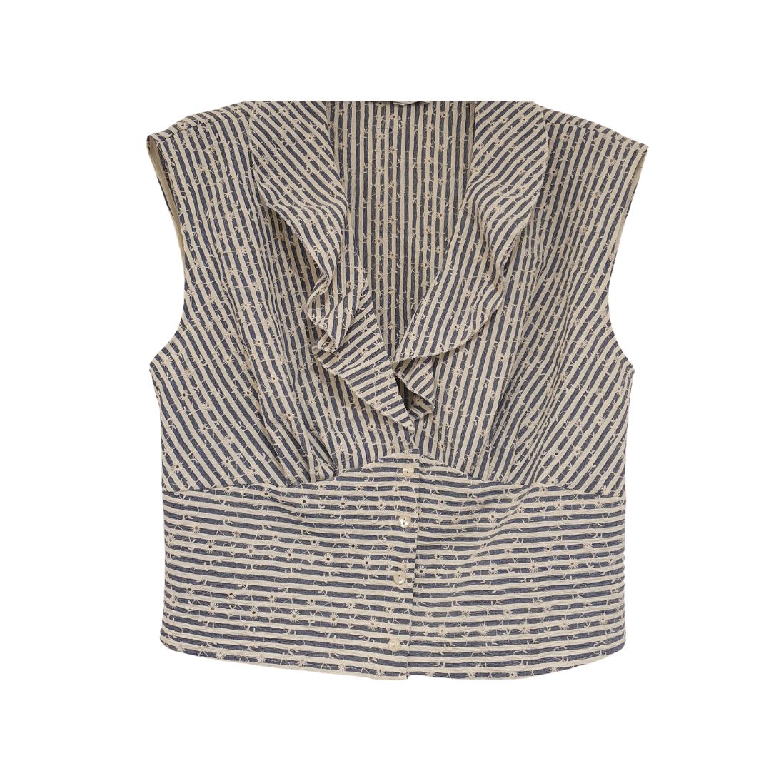 Blusa rigata con rouches Please