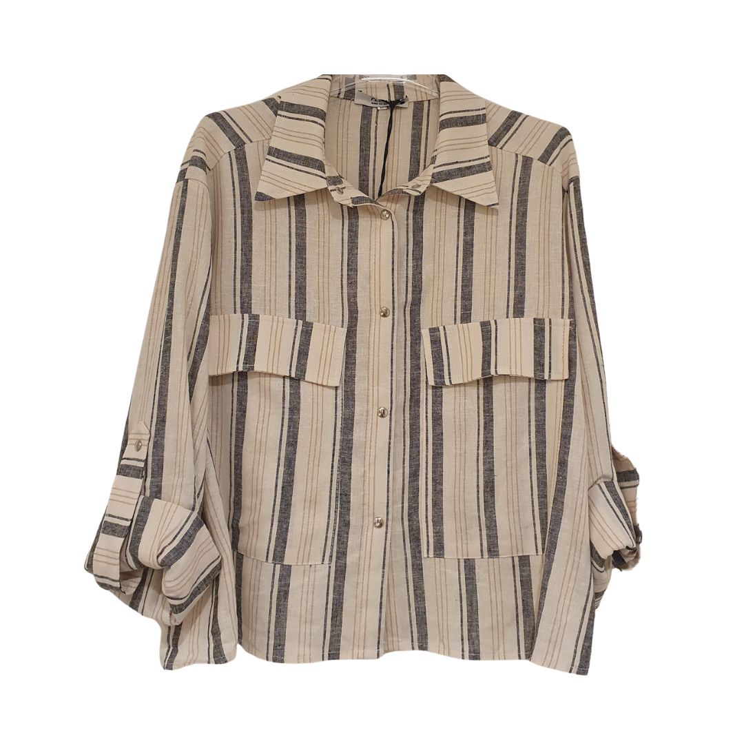 Camicia rigata in lino Please
