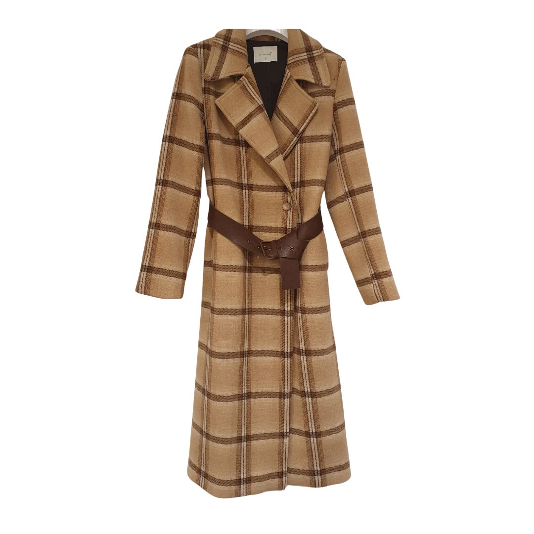 Cappotto check in lana con cintura Philia Loft