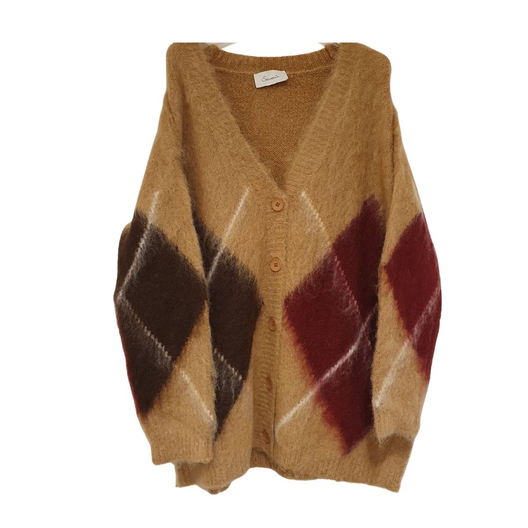 Cardigan in lana a quadri Souvenir