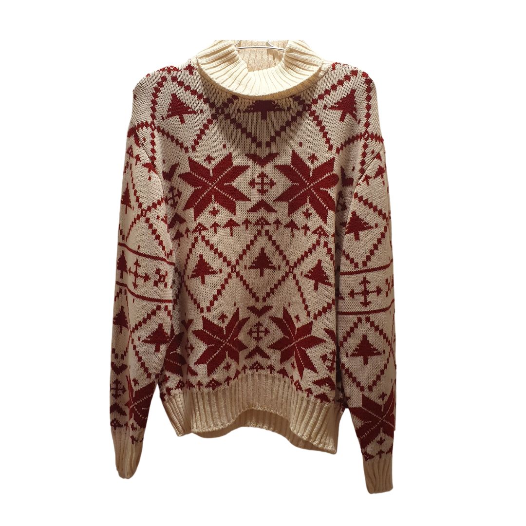 Pull jacquard panna e rosso Souvenir