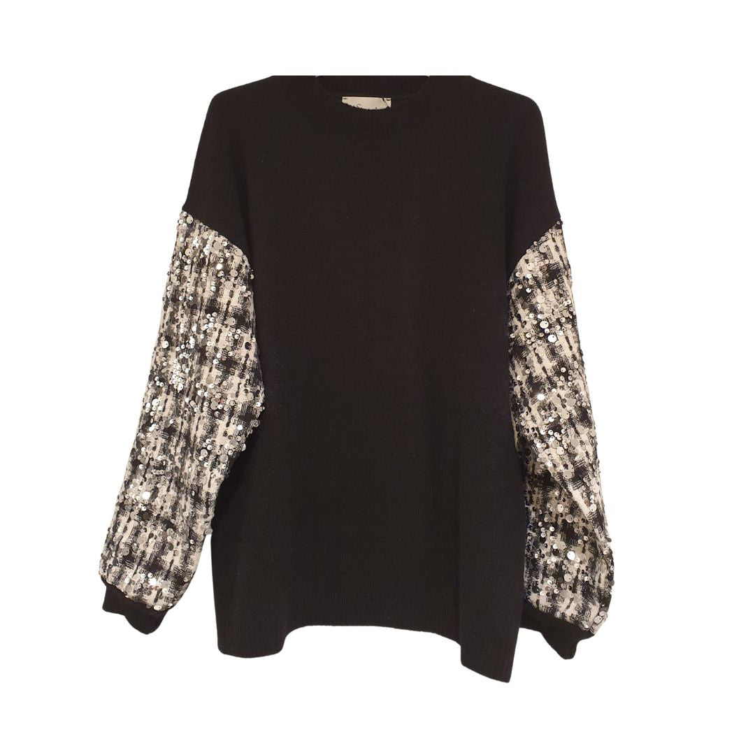 Maglia con maniche in paillettes stile chanel Souvenir