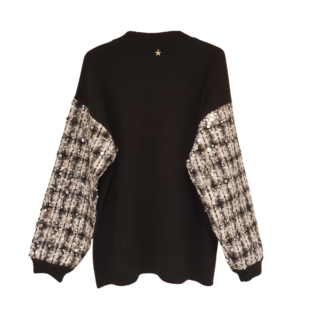 Maglia con maniche in paillettes stile chanel Souvenir