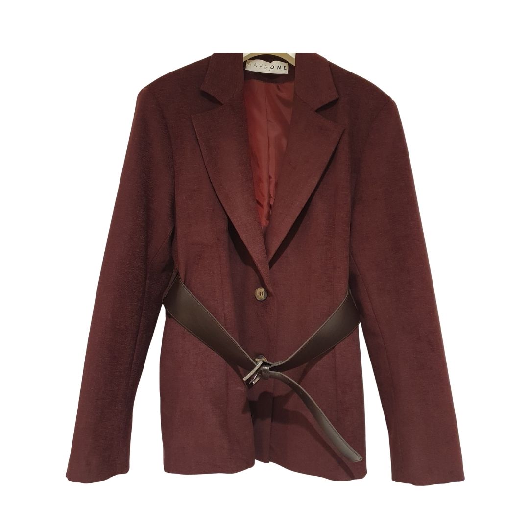 Blazer melanzana con cintura HaveOne