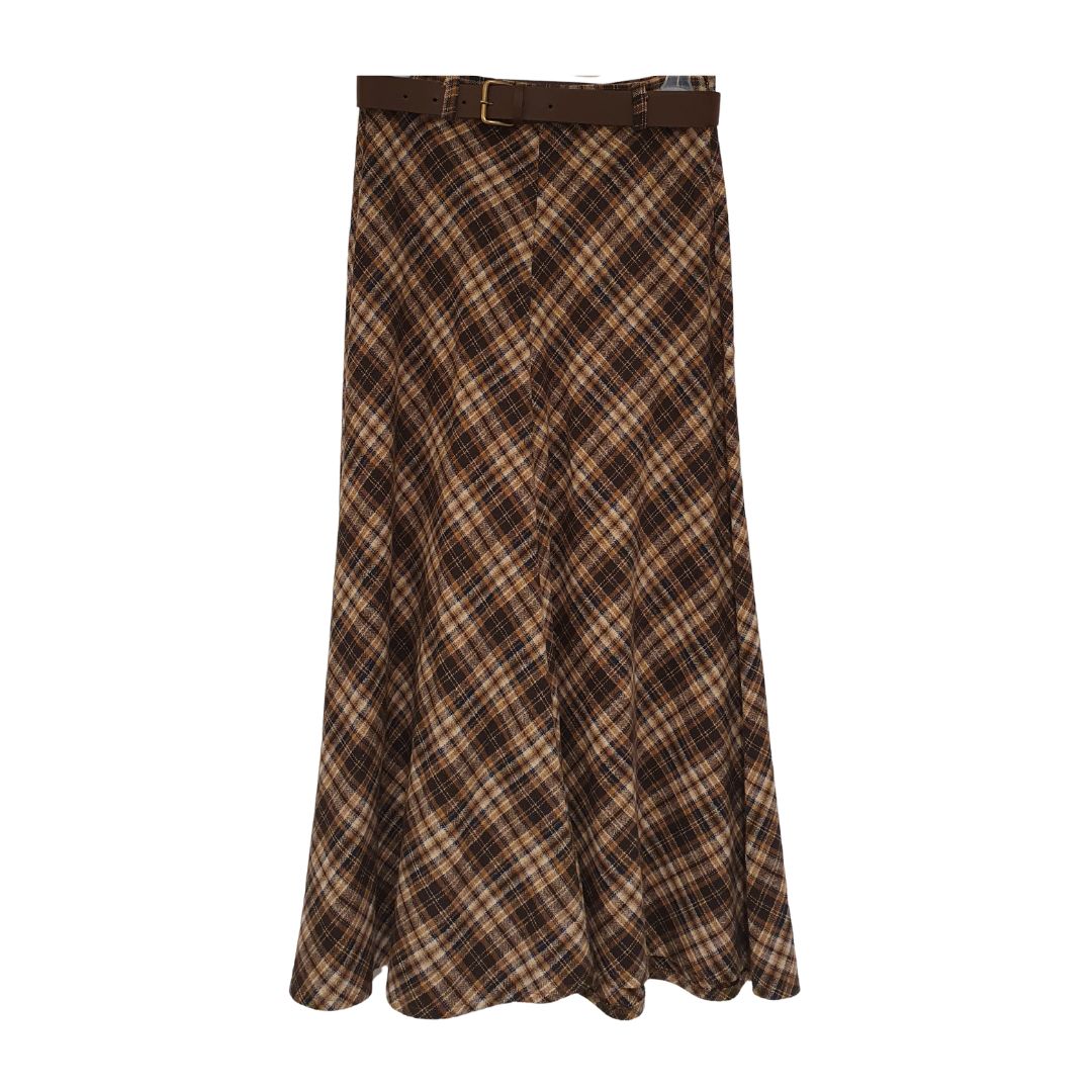 Gonna lunga check con cintura Souvenir