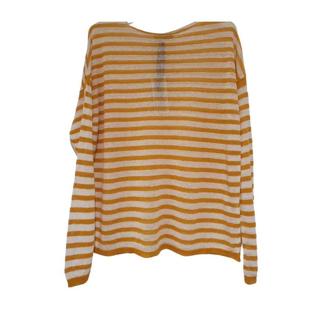 Maglia in lino rigato Crochè