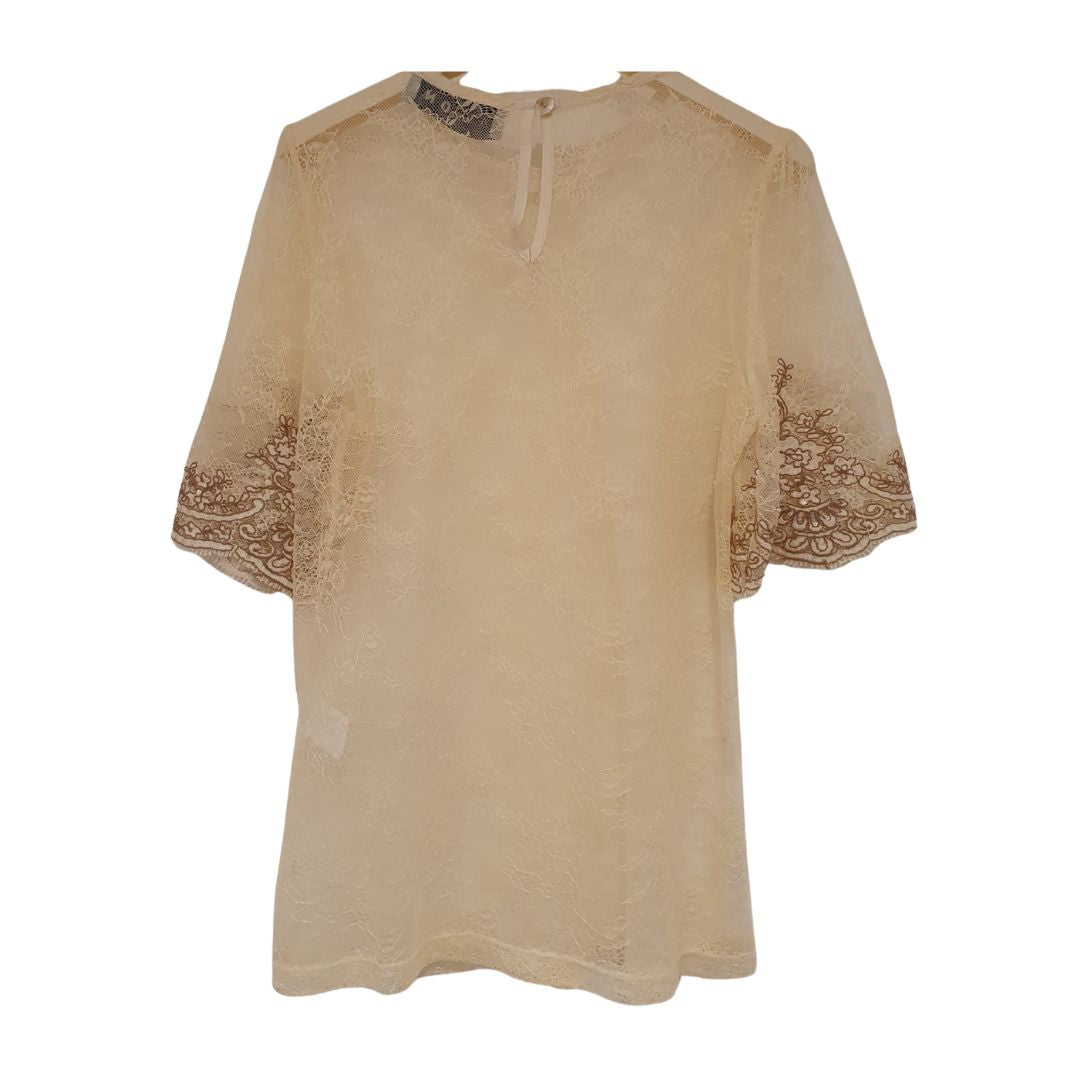T-shirt con pizzo e ricamo HaveOne