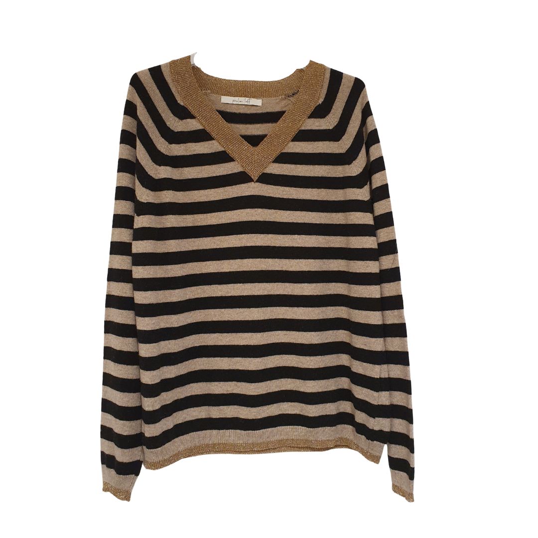 Pull rigato scollo a V Philia Loft