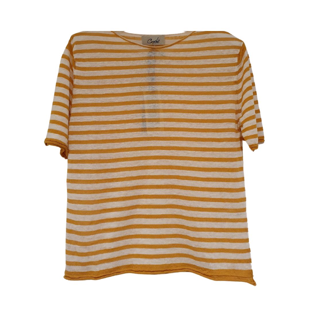 Maglia in lino rigato Crochè