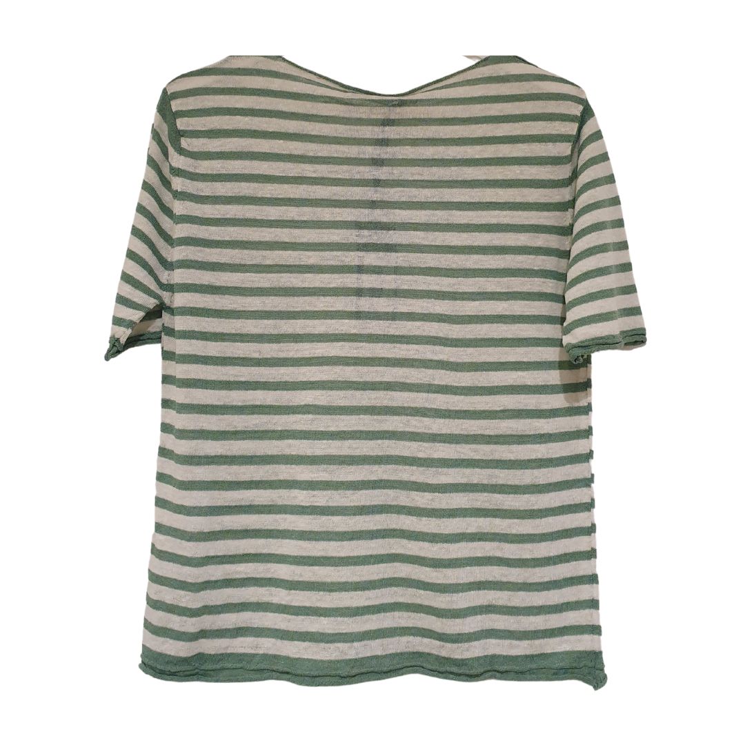 Maglia in lino rigato Crochè