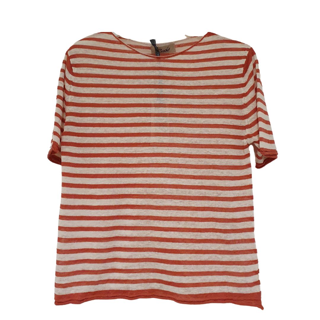 Maglia in lino rigato Crochè