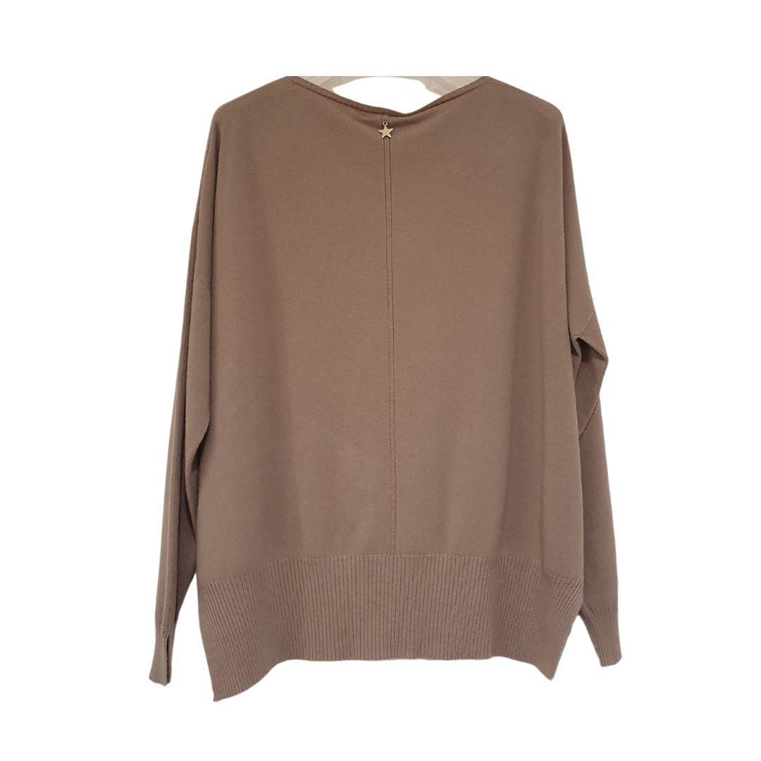 Maglia over in viscosa taupe Souvenir