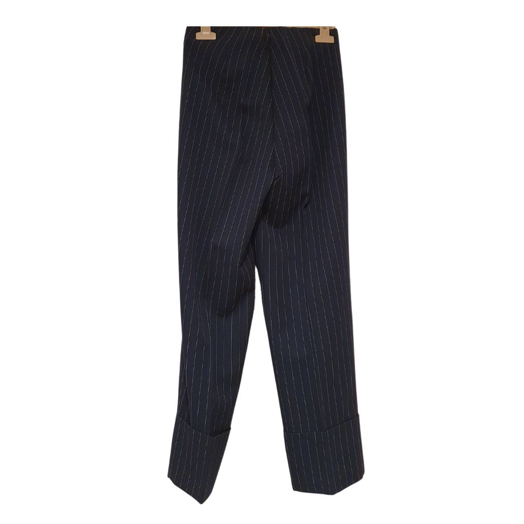 Pantalone gessato blu con risvolto H2o