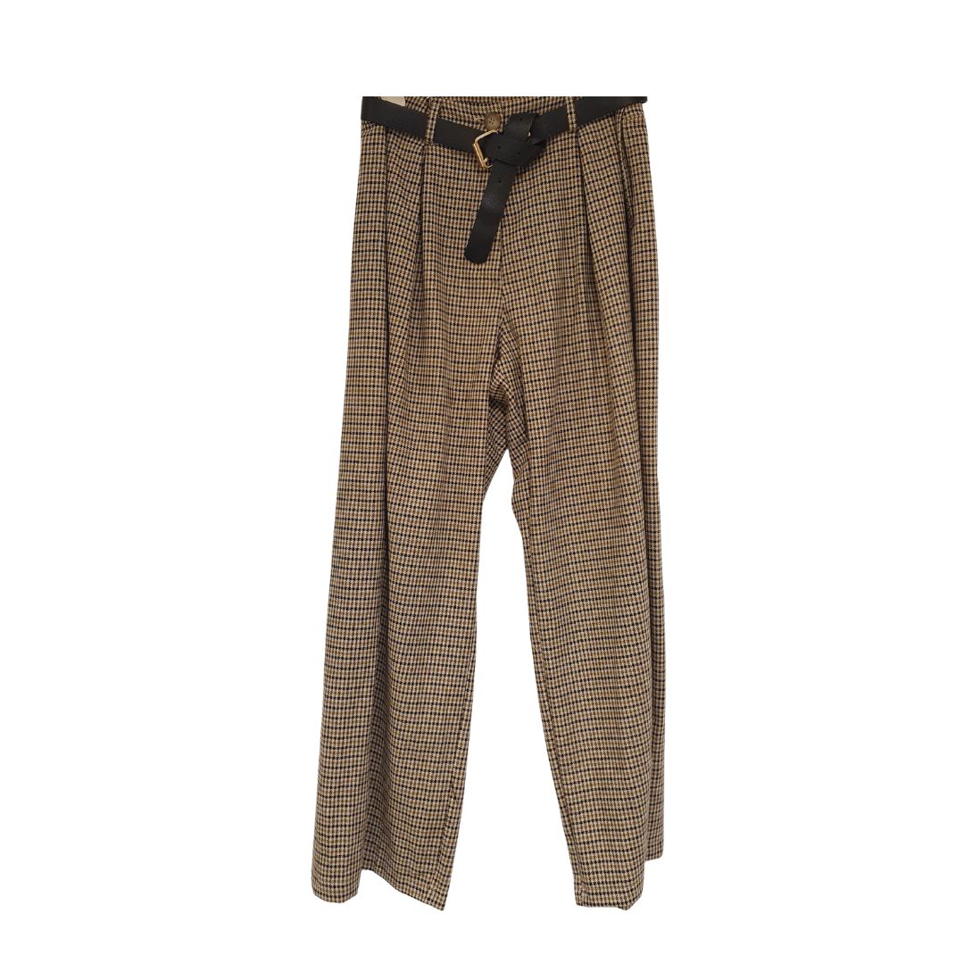 Pantalone largo pied de poule con pieghe HaveOne
