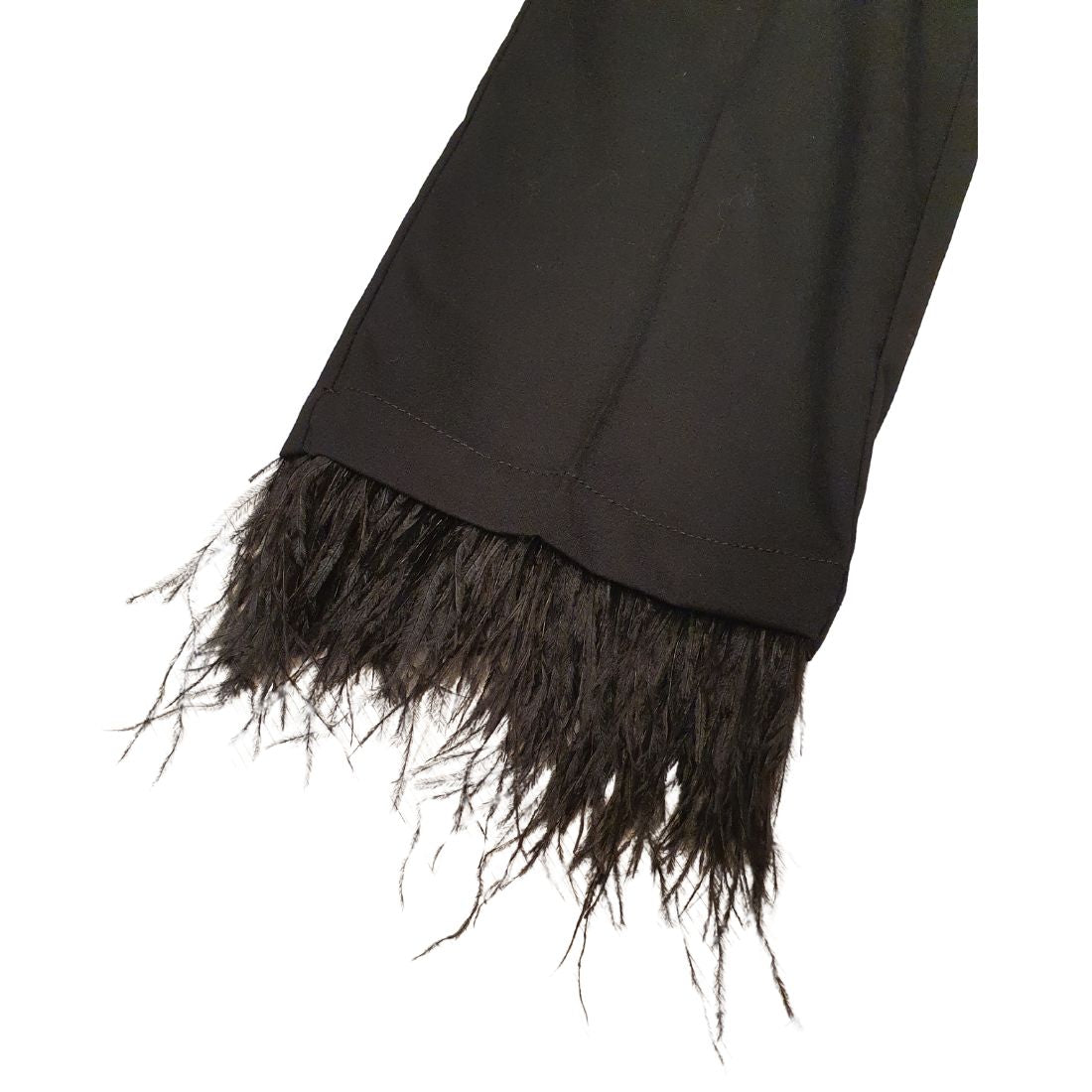 Pantalone nero con piume al fondo Ilovemypants