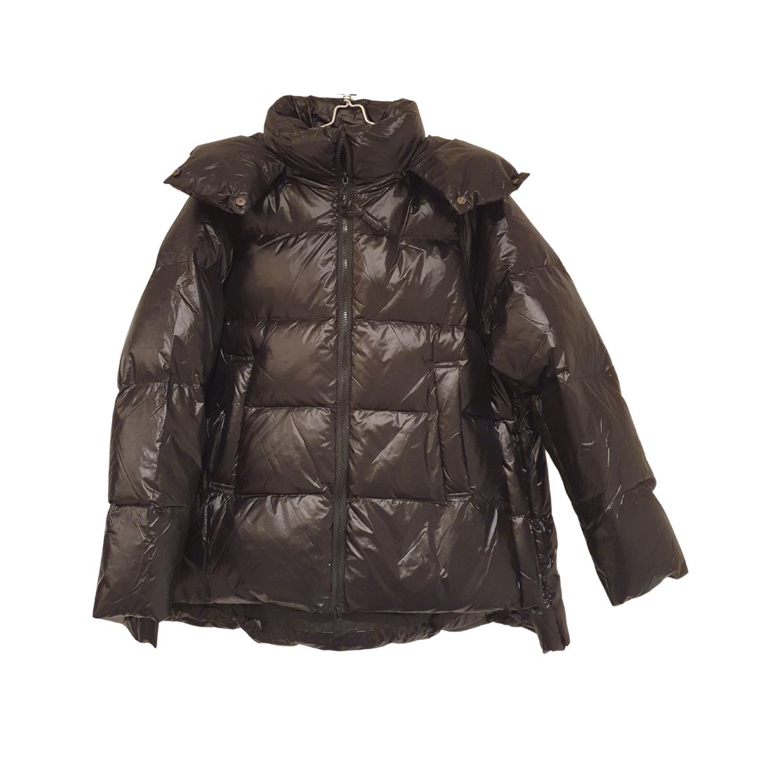 Piumino nero asimmetrico con cappuccio HaveOne