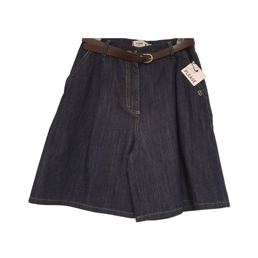 Shorts in chambray con cintura Please