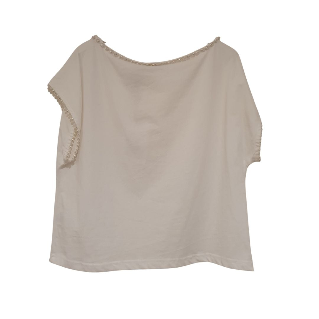 T-shirt in cotone con perle Philia Loft