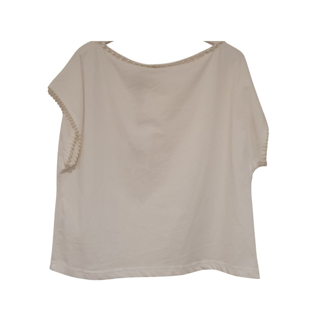 T-shirt in cotone con perle Philia Loft
