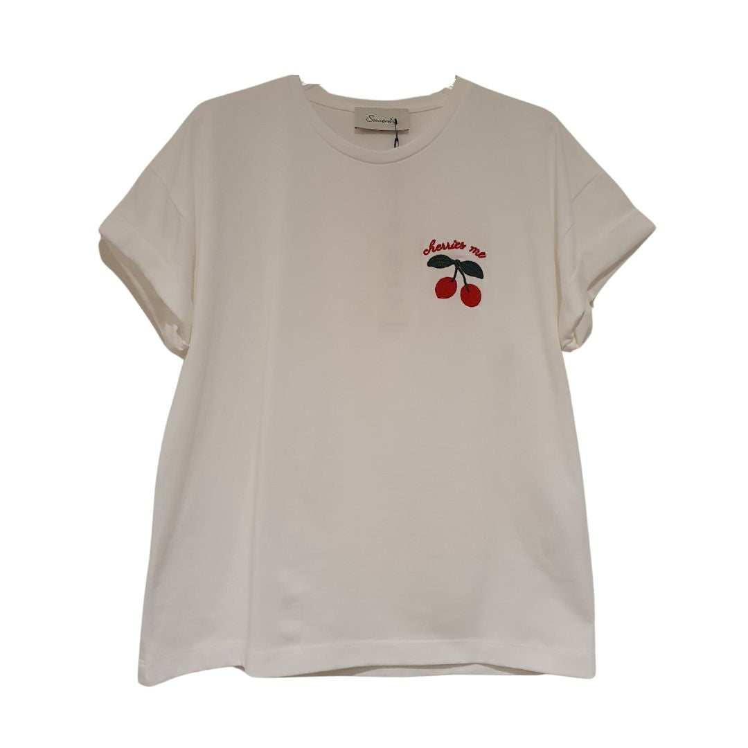 T-shirt girocollo con ricamo Souvenir