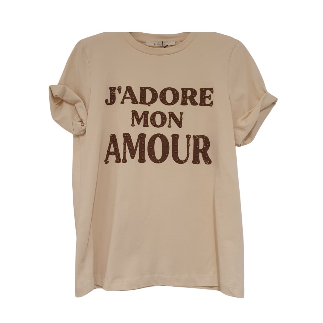 T-shirt con scritta e borchie Philia Loft