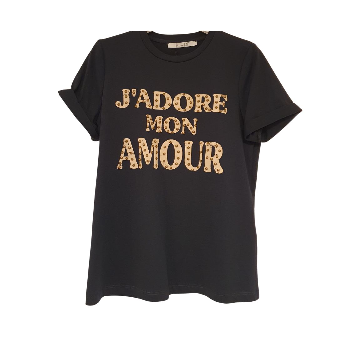 T-shirt con scritta e borchie Philia Loft