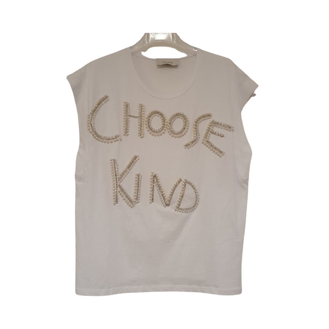 T-shirt bianca con perle