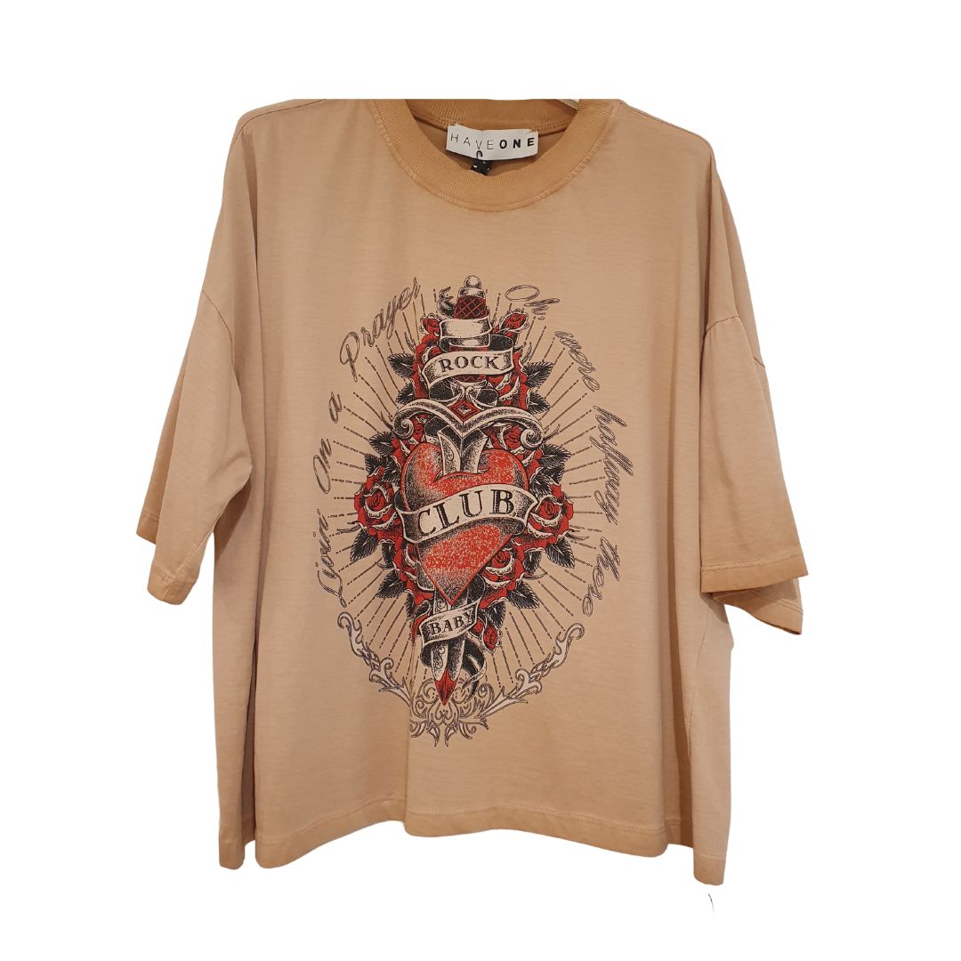 T-shirt over con stampa HaveOne
