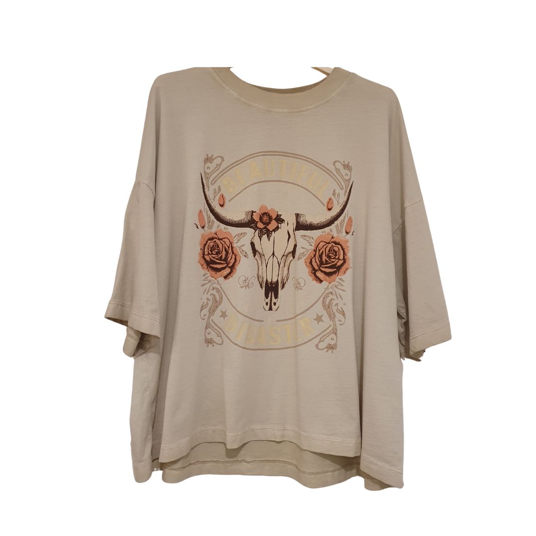 T-shirt over in cotone con stampa HaveOne