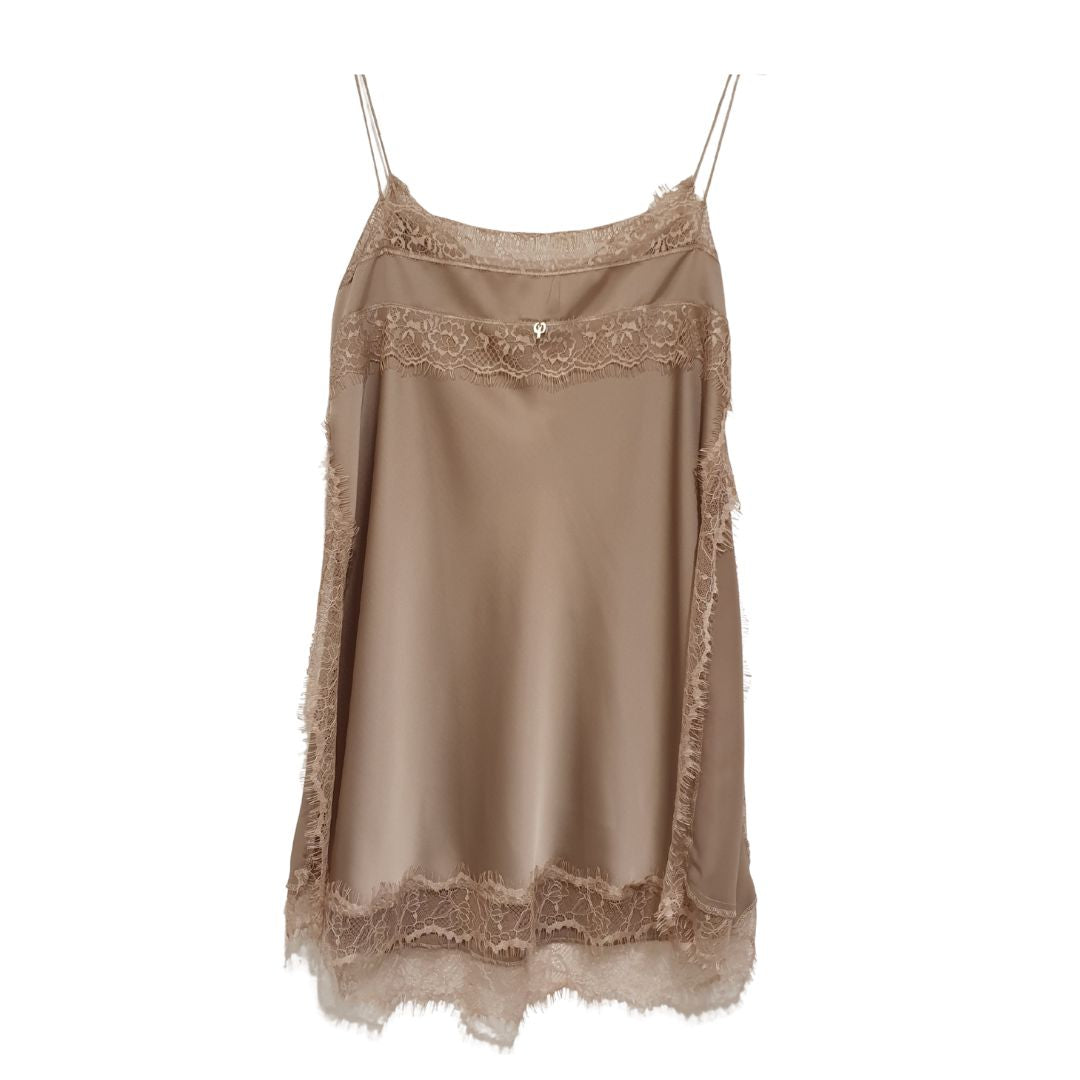 Top in raso lucido con pizzo Philia Loft