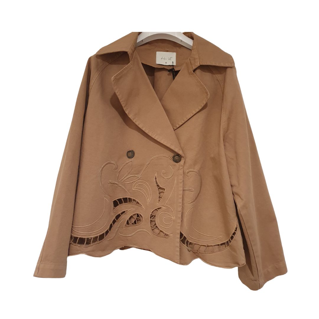 Trench cammello con ricamo Philia Loft