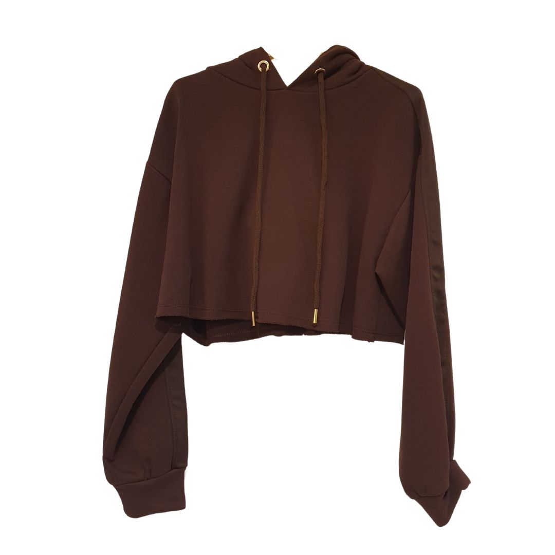 Felpa cropped con cappuccio HaveOne
