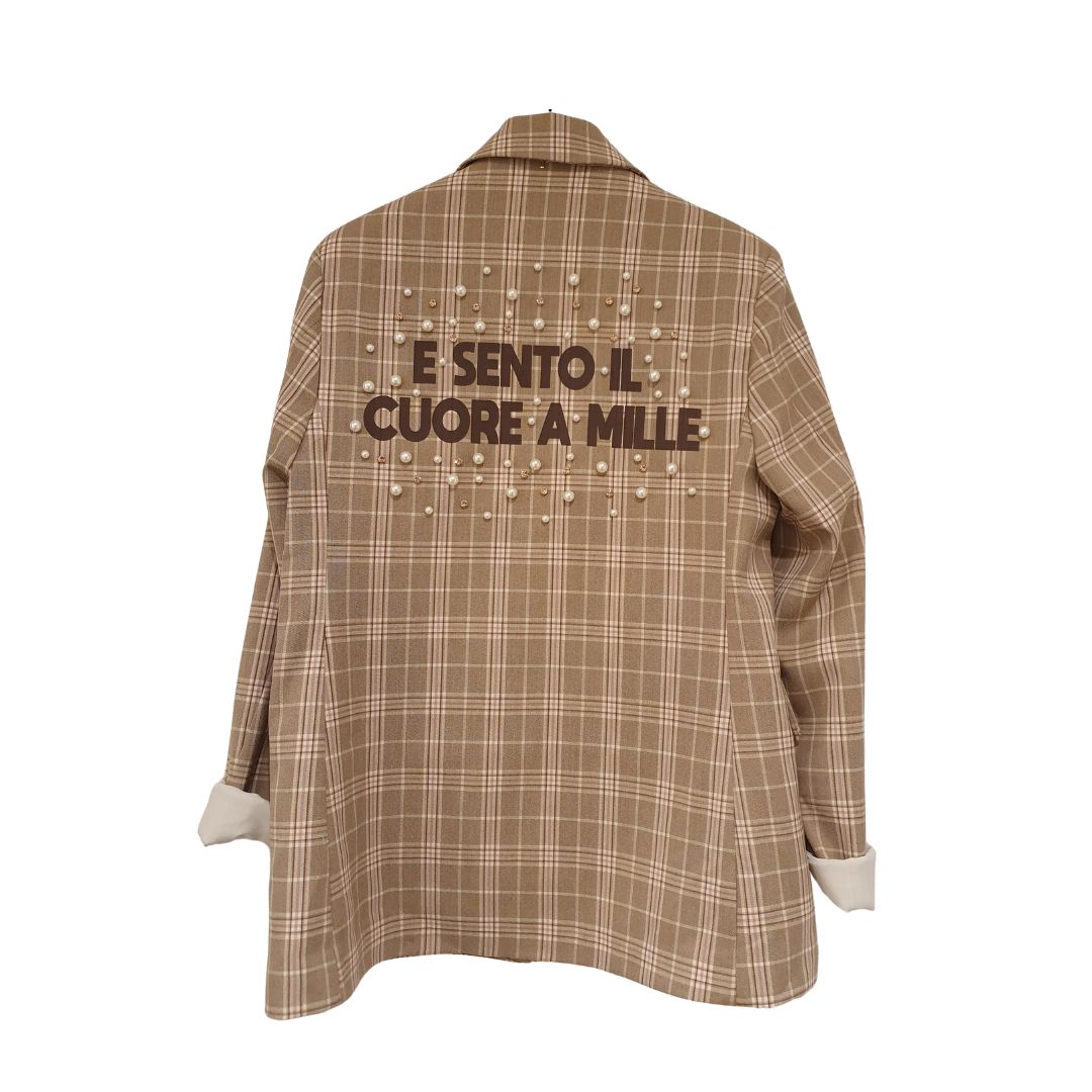 Blazer check con scritta Philia Loft