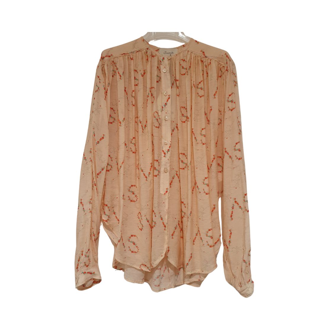 Blusa girocollo microfantasia