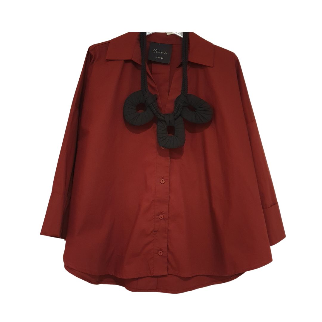 Camicia over in cotone verde oliva o amarone Souvenir