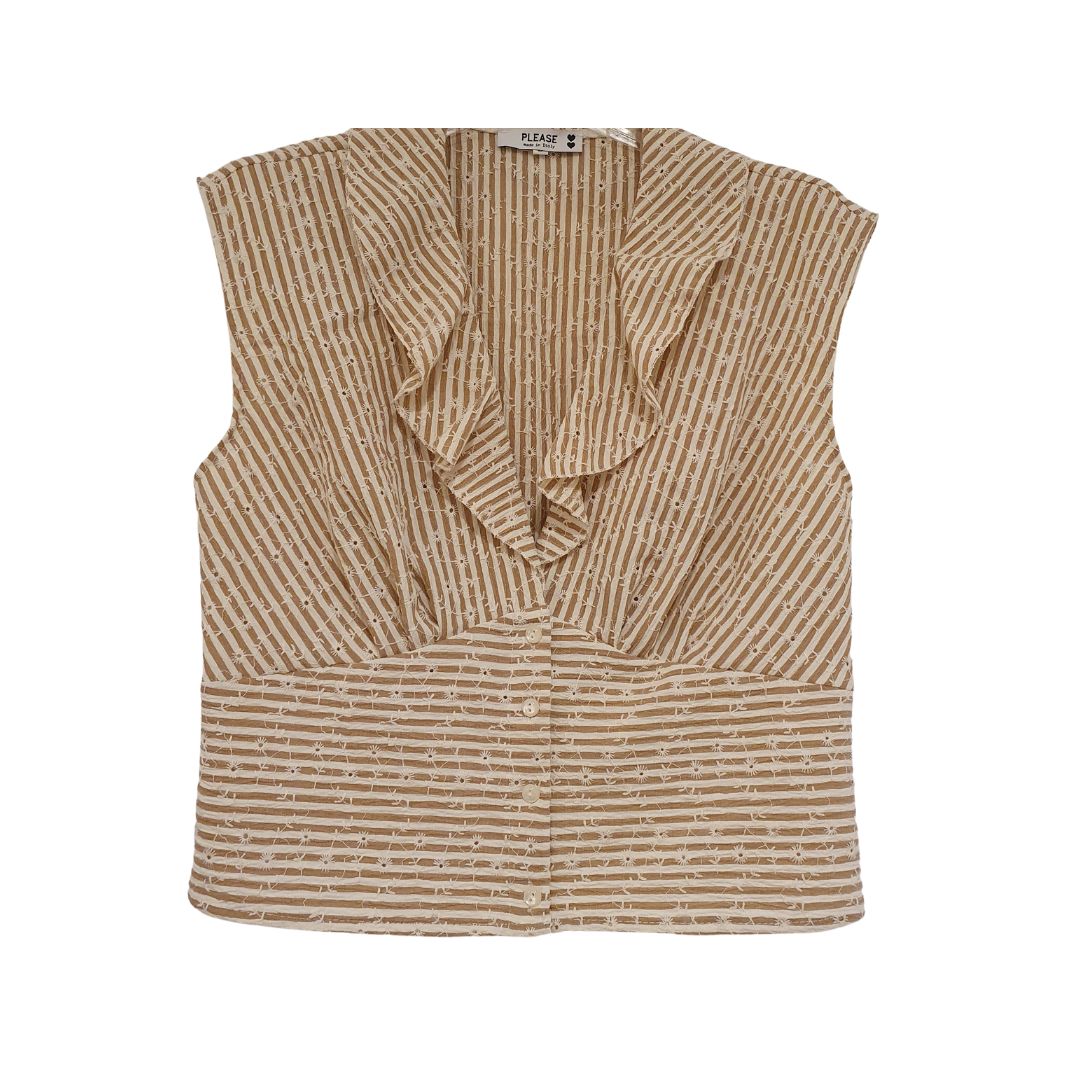 Blusa rigata con rouches Please