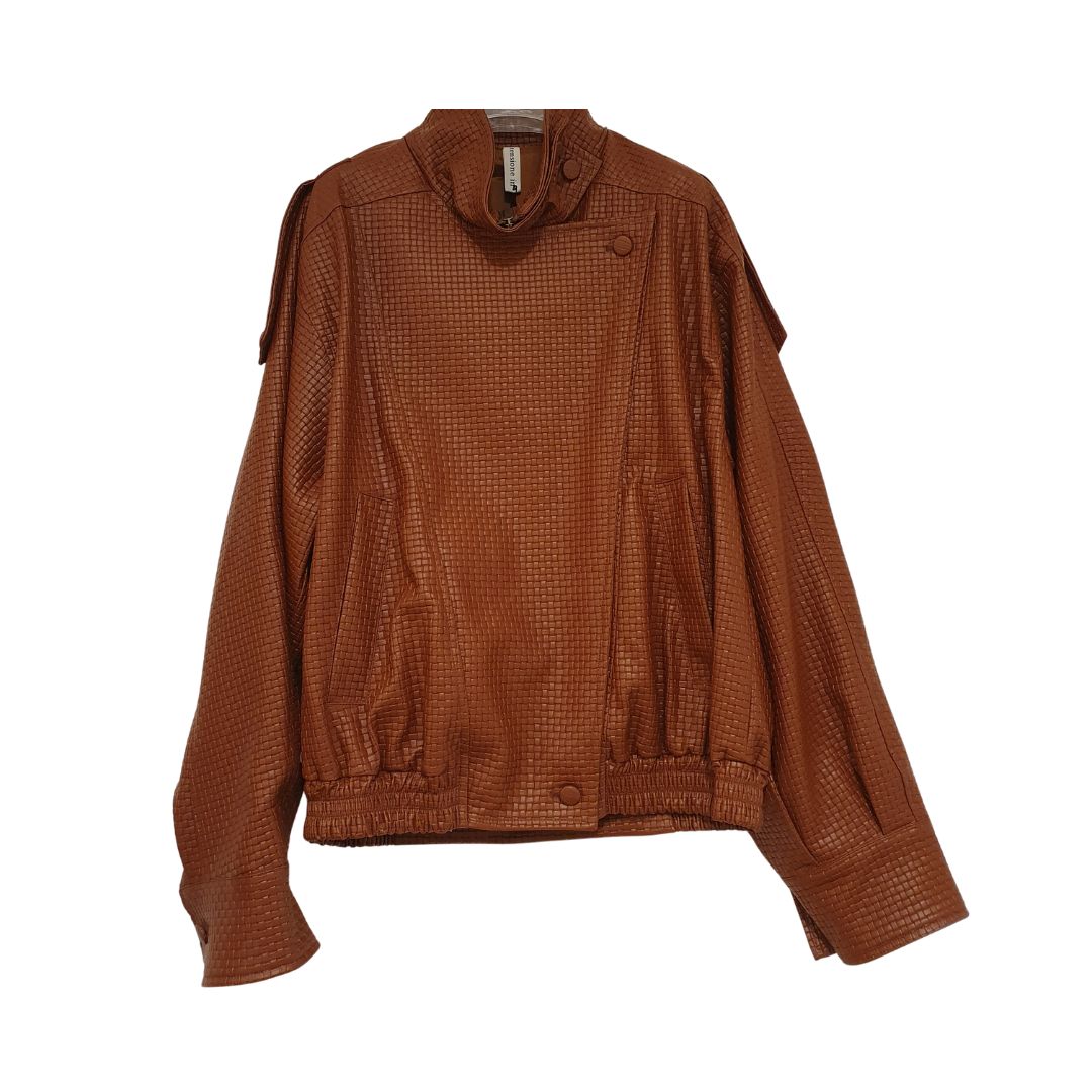 Giubbino cuoio intrecciato Tensione In