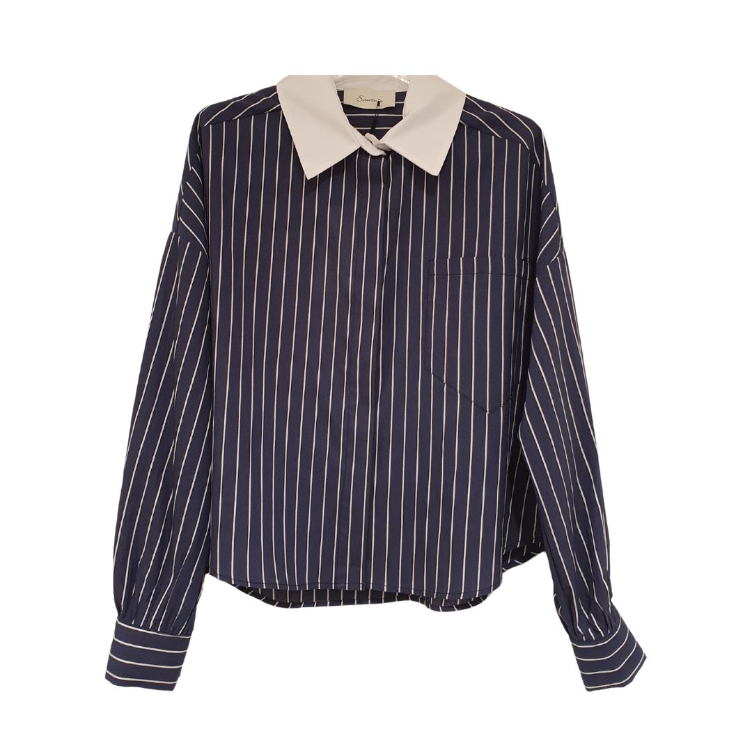 Camicia blu rigata Souvenir