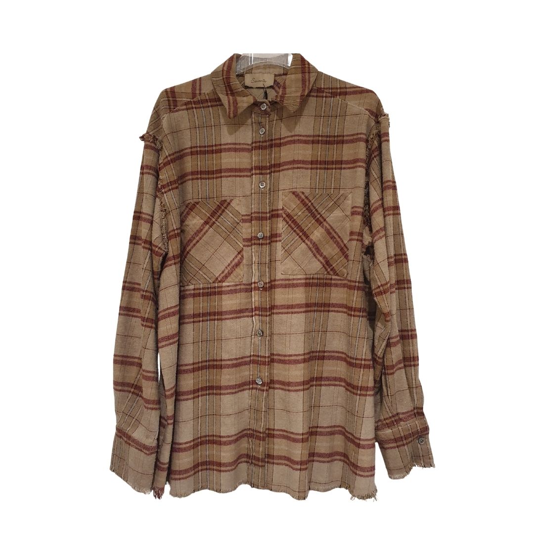 Camicia beige in cotone check Souvenir