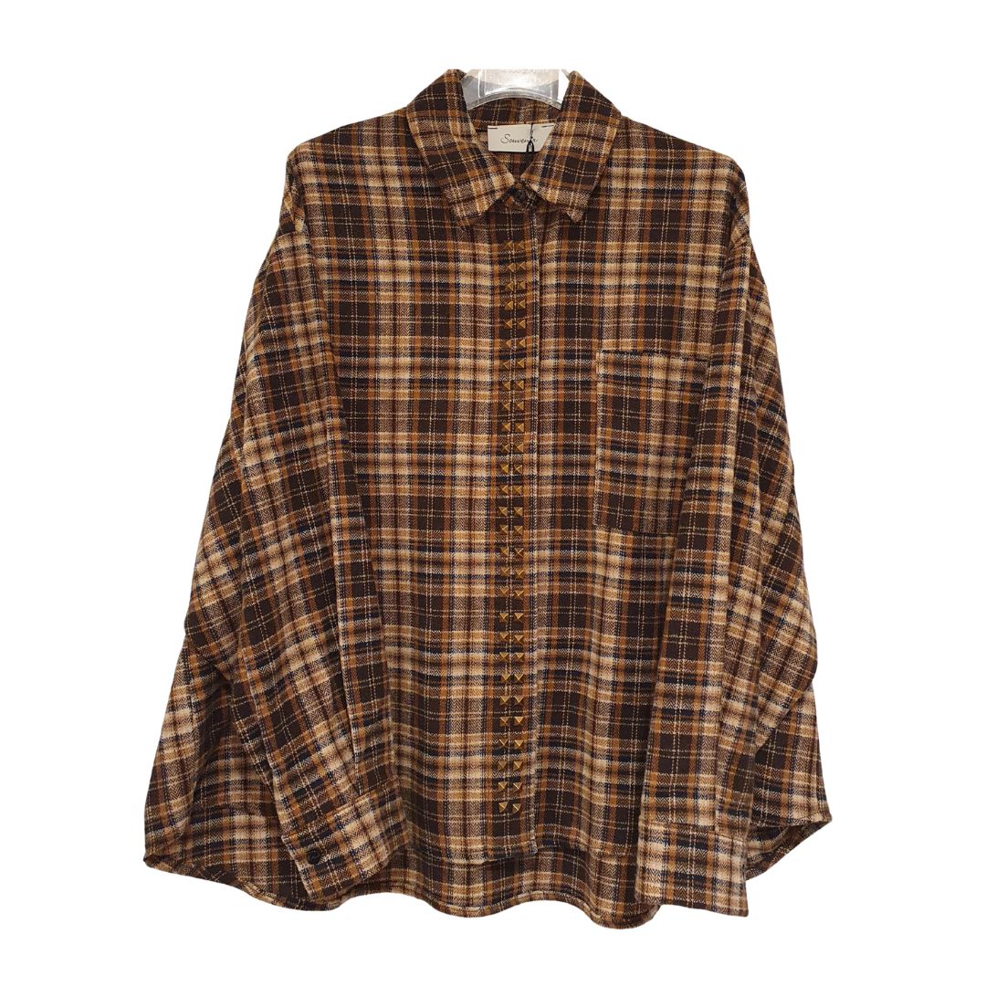 Camicia check in flanella con borchie Souvenir