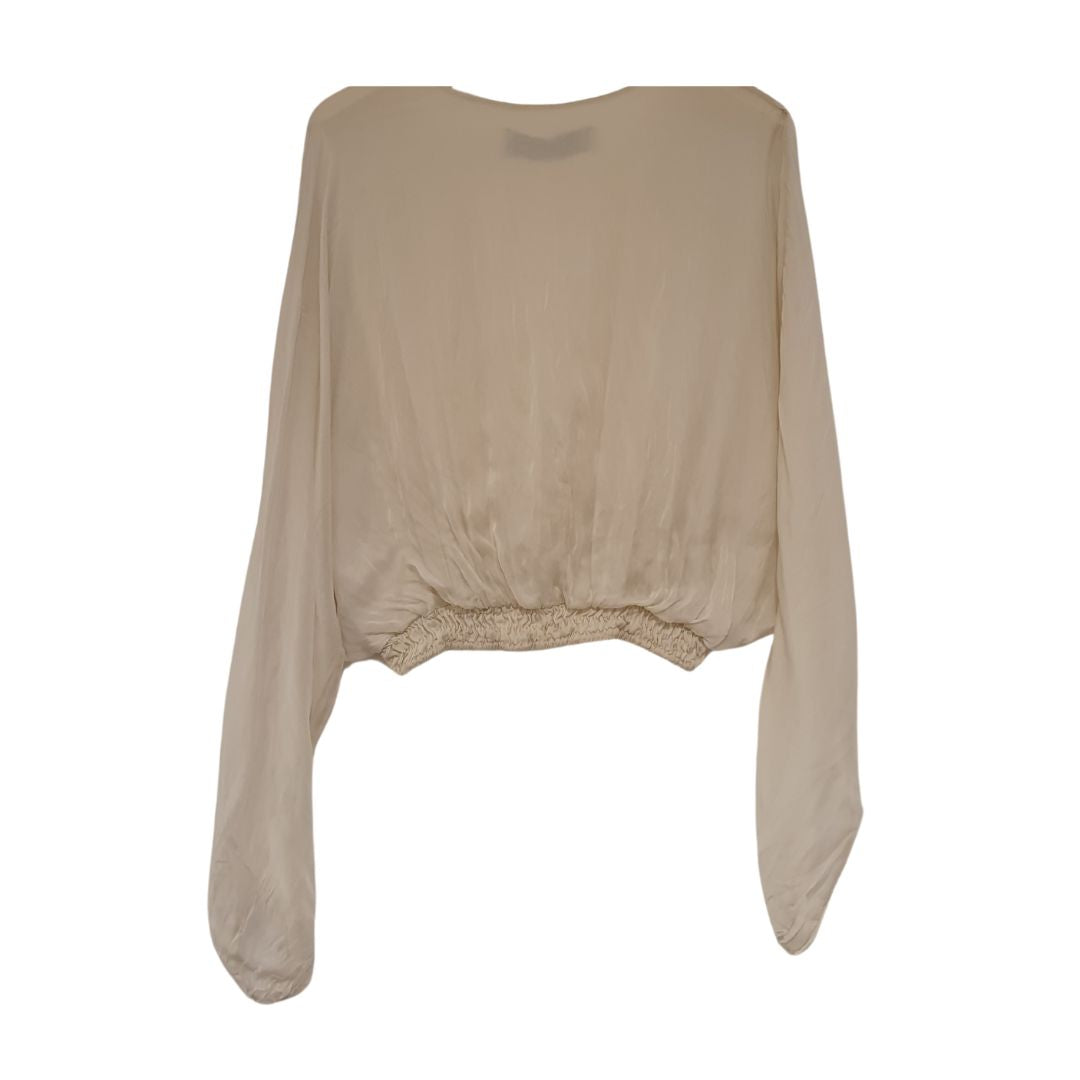 Camicia incrociata panna in seta HaveOne