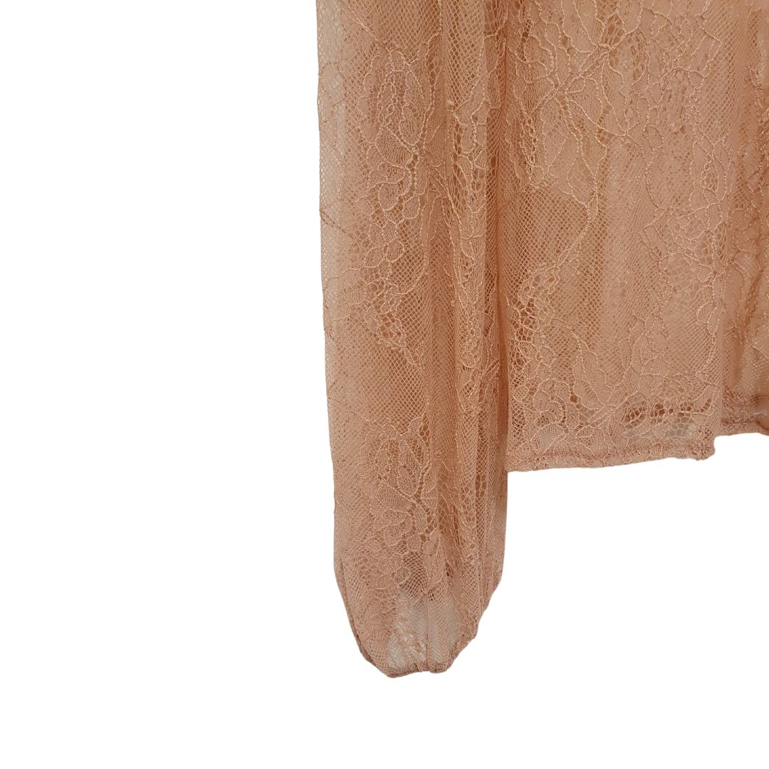 Camicia aderente in pizzo chantilly rosa HaveOne