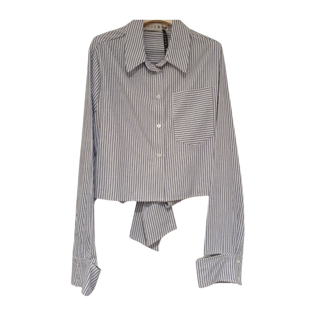 Camicia rigata cropped con fiocco HaveOne