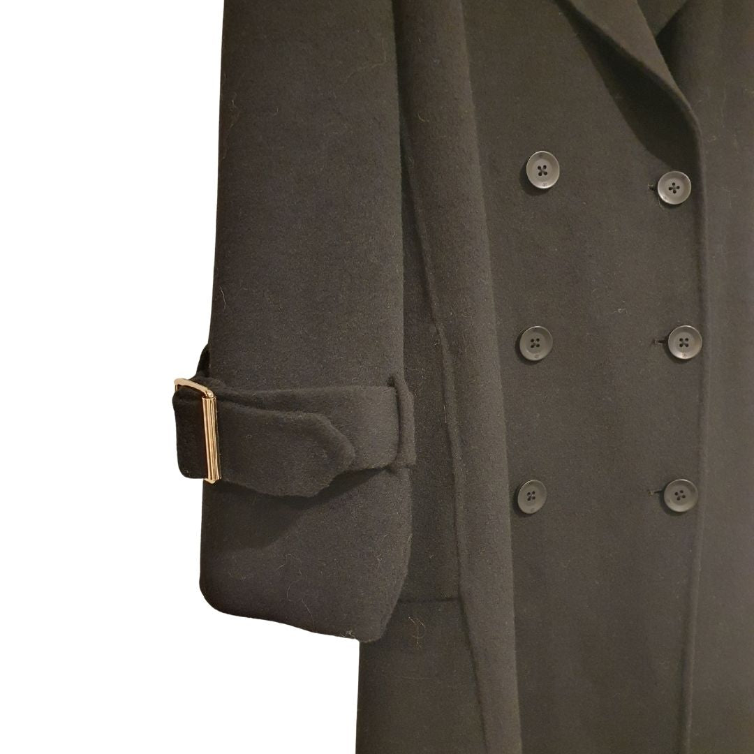 Cappotto nero lungo cinturato Souvenir