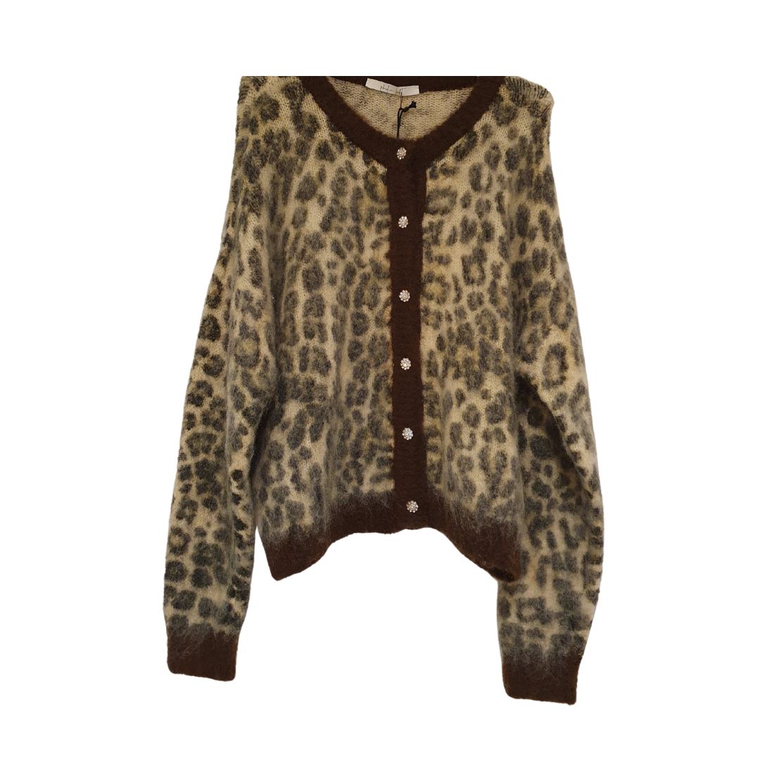 Cardigan animalier con bottoni gioiello Philia Loft