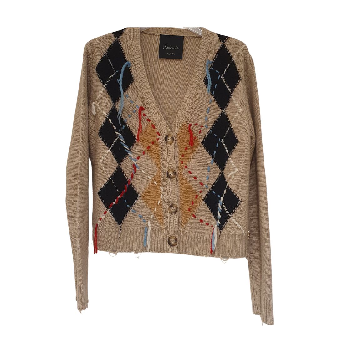Cardigan in lana a rombi Souvenir