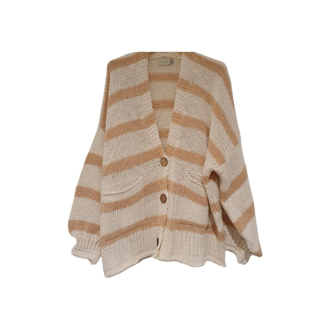 Cardigan in cotone cipria a righe HaveOne