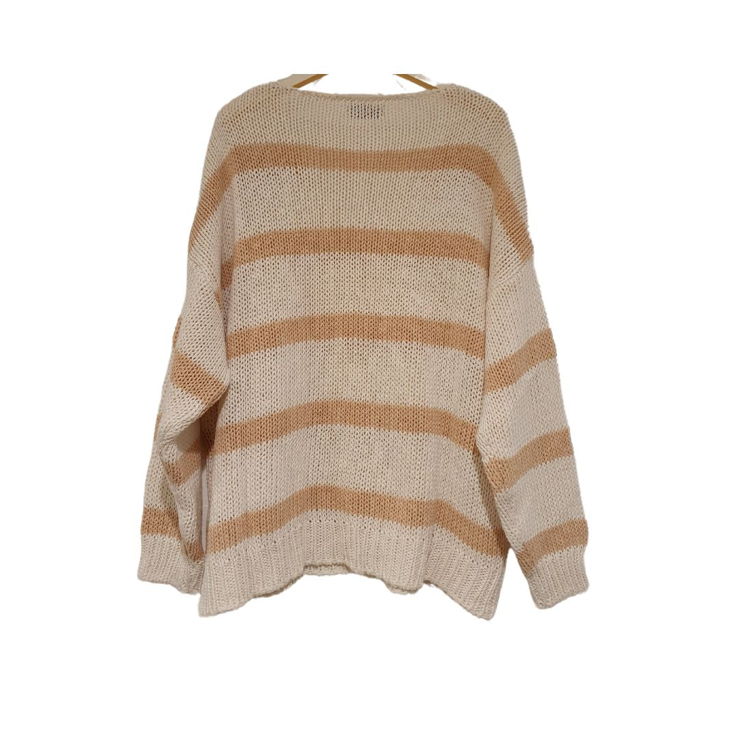 Cardigan in cotone cipria a righe HaveOne