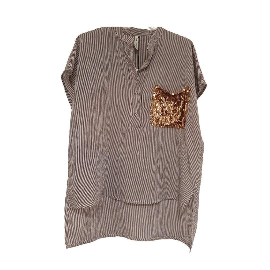 Blusa rigata con paillettes Tensione In